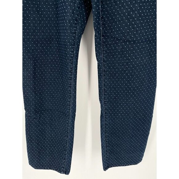 Chicos Ladies Dark Wash Polka Dot Jeans Size 1.5 Straight Leg Lightweight 10 - Picture 4 of 9